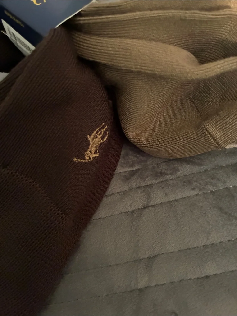 Polo by Ralph Lauren Men’s Socks Trio in Cream, Brown, Tan